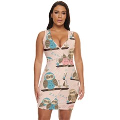 Seamless-pattern-owls-dream-cute-style-pajama-fabric Draped Bodycon Dress by Salman4z