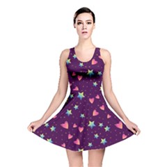 Colorful-stars-hearts-seamless-vector-pattern Reversible Skater Dress by Salman4z