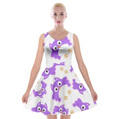 Purple-owl-pattern-background Velvet Skater Dress by Salman4z