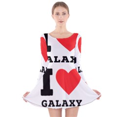 I Love Galaxy  Long Sleeve Velvet Skater Dress by ilovewhateva