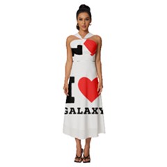 I Love Galaxy  Sleeveless Cross Front Cocktail Midi Chiffon Dress by ilovewhateva