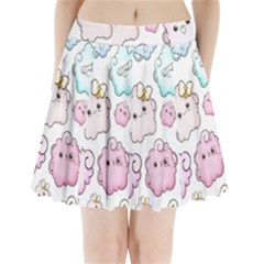 Cute-doodle-cartoon-seamless-pattern Pleated Mini Skirt by Salman4z