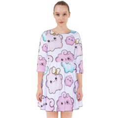 Cute-doodle-cartoon-seamless-pattern Smock Dress by Salman4z
