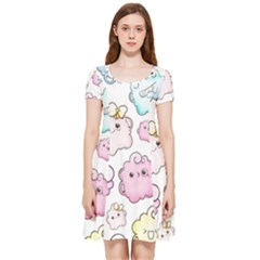 Cute-doodle-cartoon-seamless-pattern Inside Out Cap Sleeve Dress by Salman4z