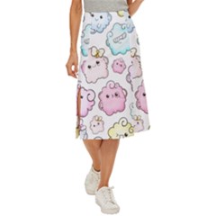 Cute-doodle-cartoon-seamless-pattern Midi Panel Skirt by Salman4z