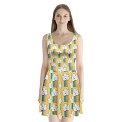 Smile-cloud-rainbow-pattern-yellow Split Back Mini Dress  by Salman4z