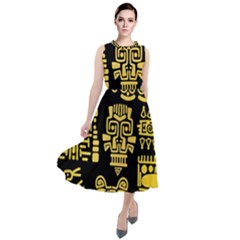 American-golden-ancient-totems Round Neck Boho Dress by Salman4z
