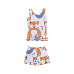 Cute-colorful-owl-cartoon-seamless-pattern Kids  Boyleg Swimsuit by Salman4z