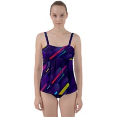 Colorful-abstract-background Twist Front Tankini Set by Salman4z
