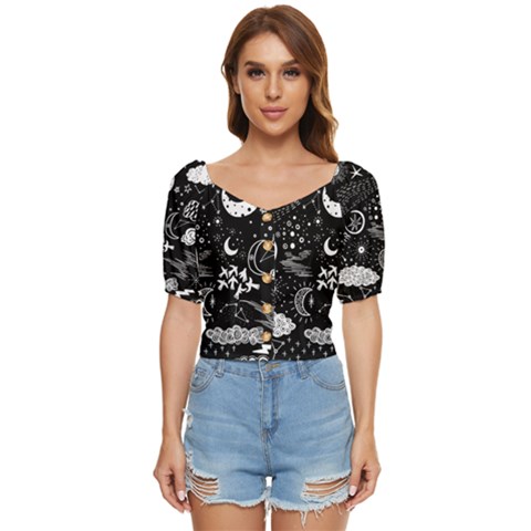 Vector-set-sketch-drawn-with-space Button Up Blouse by Salman4z
