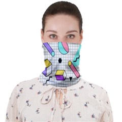 Tridimensional-pastel-shapes-background-memphis-style Face Covering Bandana (adult) by Salman4z