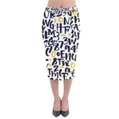 Letters-pattern Velvet Midi Pencil Skirt by Salman4z