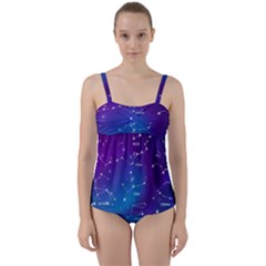 Realistic-night-sky-poster-with-constellations Twist Front Tankini Set by Salman4z