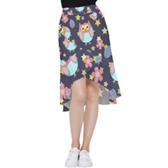 Owl-stars-pattern-background Frill Hi Low Chiffon Skirt by Salman4z