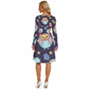 Owl-stars-pattern-background Long Sleeve Dress With Pocket View4