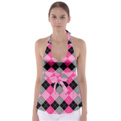 Seamless-argyle-pattern Babydoll Tankini Top by Salman4z