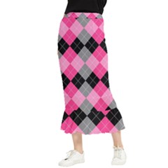 Seamless-argyle-pattern Maxi Fishtail Chiffon Skirt by Salman4z