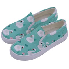 Elegant Swan Seamless Pattern Kids  Canvas Slip Ons by pakminggu