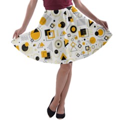 Flat Geometric Shapes Background A-line Skater Skirt by pakminggu