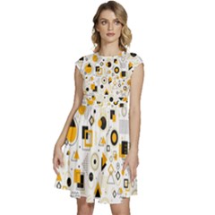 Flat Geometric Shapes Background Cap Sleeve High Waist Dress by pakminggu