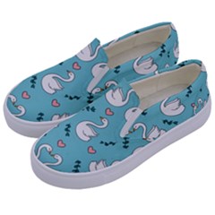 Elegant Swan Pattern Design Kids  Canvas Slip Ons by pakminggu