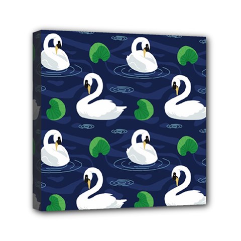 Swan Pattern Elegant Design Mini Canvas 6  X 6  (stretched) by pakminggu