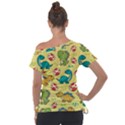 Seamless Pattern With Cute Dinosaurs Character Off Shoulder Tie-Up Tee View2