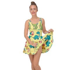 Seamless Pattern With Cute Dinosaurs Character Inside Out Casual Dress by pakminggu