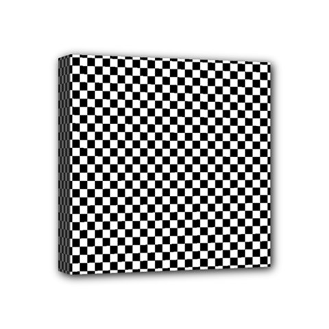 Black And White Checkerboard Background Board Checker Mini Canvas 4  X 4  (stretched) by pakminggu
