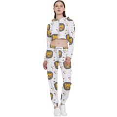Lion Heads Pattern Design Doodle Cropped Zip Up Lounge Set by pakminggu