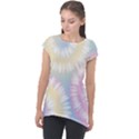 Tie Dye Pattern Colorful Design Cap Sleeve High Low Top View1