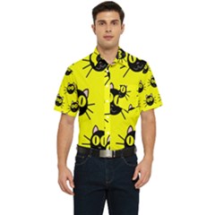 Cats Heads Pattern Design Men s Short Sleeve Pocket Shirt  by pakminggu