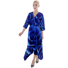 Roses Flowers Plant Romance Quarter Sleeve Wrap Front Maxi Dress by pakminggu