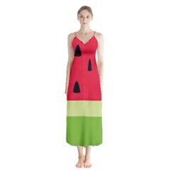 Watermelon Fruit Food Healthy Vitamins Nutrition Button Up Chiffon Maxi Dress by pakminggu