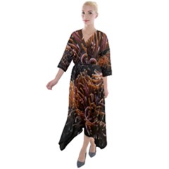 Sea Anemone Coral Underwater Ocean Sea Water Quarter Sleeve Wrap Front Maxi Dress by pakminggu