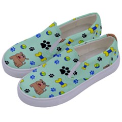 Dog Pattern Seamless Blue Background Scrapbooking Kids  Canvas Slip Ons by pakminggu