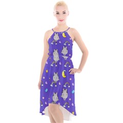 Texture Pattern Seamless Rainbow Background Dream High-low Halter Chiffon Dress  by pakminggu