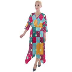 Background Pattern Texture Design Dots Wallpaper Quarter Sleeve Wrap Front Maxi Dress by pakminggu