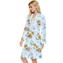 Pattern Giraffe Animal Seamless Scrapbooking Blue Long Sleeve Velvet Robe View2