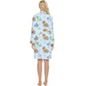 Pattern Giraffe Animal Seamless Scrapbooking Blue Long Sleeve Velvet Robe View4