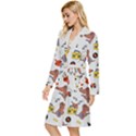Background Pattern Texture Design Dog Music Long Sleeve Velvet Robe View2