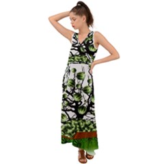 Watermelon Tree Abstraction On Watermelon Abundance V-neck Chiffon Maxi Dress by pakminggu