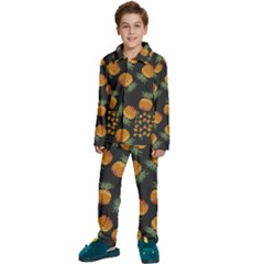 Pineapple Background Pineapple Pattern Kids  Long Sleeve Velvet Pajamas Set by pakminggu