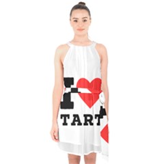 I Love Tart Halter Collar Waist Tie Chiffon Dress by ilovewhateva