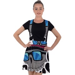 Cool Skull Velvet Suspender Skater Skirt by pakminggu