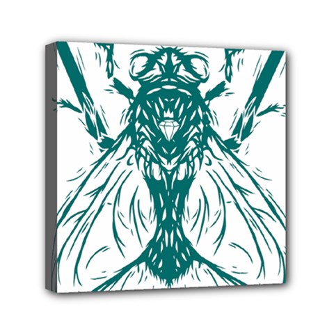 Green Insect Bee Illustration Mini Canvas 6  X 6  (stretched) by pakminggu
