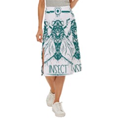 Green Insect Bee Illustration Midi Panel Skirt by pakminggu