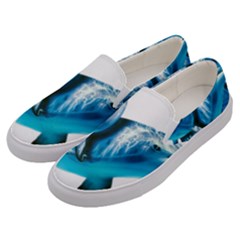 Two Dolphins Art Atlantic Dolphin Painting Animal Marine Mammal Men s Canvas Slip Ons by pakminggu