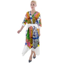 Brain Cerebrum Biology Abstract Quarter Sleeve Wrap Front Maxi Dress by pakminggu