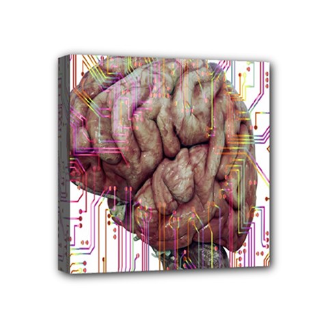 Brain Think Neurons Circuit Mini Canvas 4  X 4  (stretched) by pakminggu